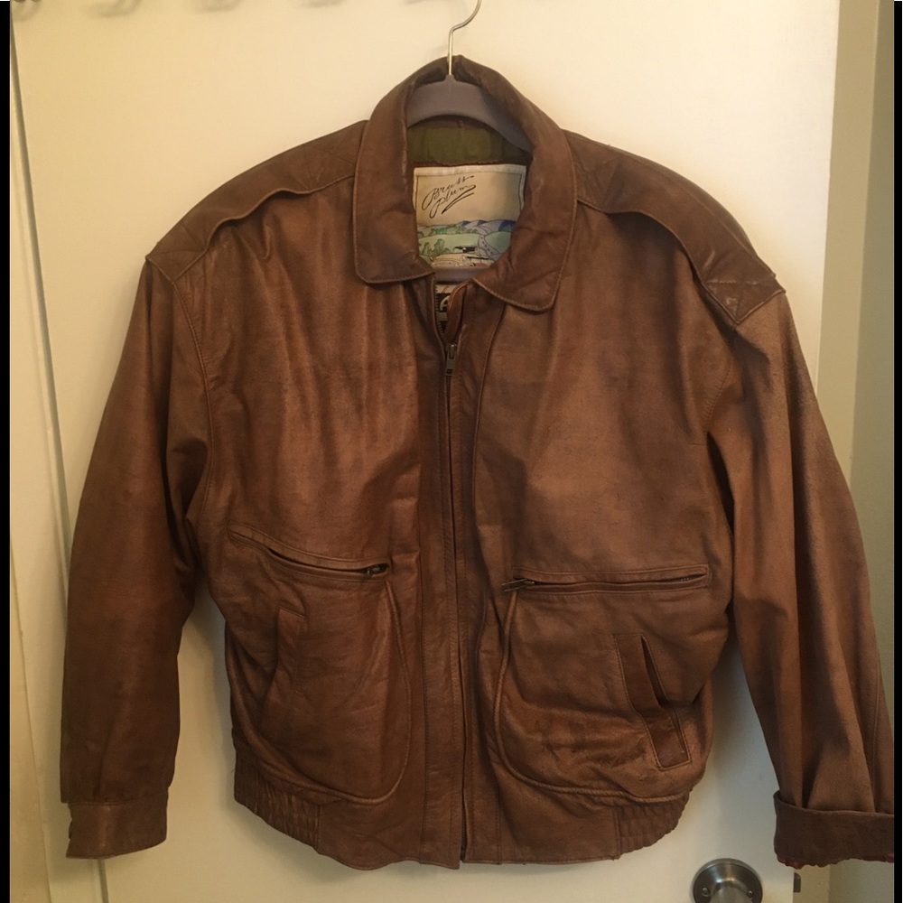 Vintage Nordstrom Brass Plum Leather Bomber Jacket